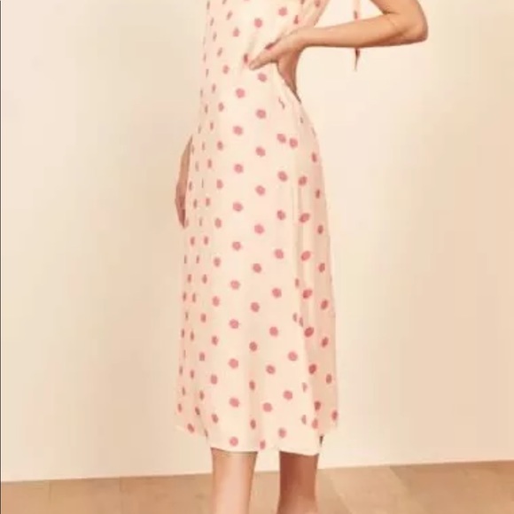 Reformation Jade Dot Print Tie Shoulder Dress - Picture 2 of 4